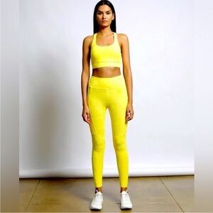 TWENTY Montreal Yellow pineapple 3D Activewear Set, leggings & bra, size medium.